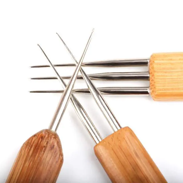 Alt view image 5 of 7 - Dreadlocks Crochet Hook for Hair 3pcs/Set (1 Hook, 2 Hooks, 3 Hooks) 0.75mm Dreadlock Hooks with Wooden Handle Crochet Needles for Hair Dreadlock Needle Tool for Braid Craft