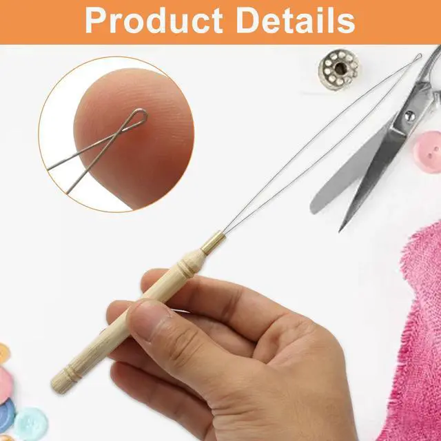 Alt view image 4 of 5 - ISDVBUY 6 Pack Wooden Extension Loop Needle Threader, Micro Link Bead Tools Hair Extensions Loop Tool for Silicone Link Rings Beads & Hair Extensions