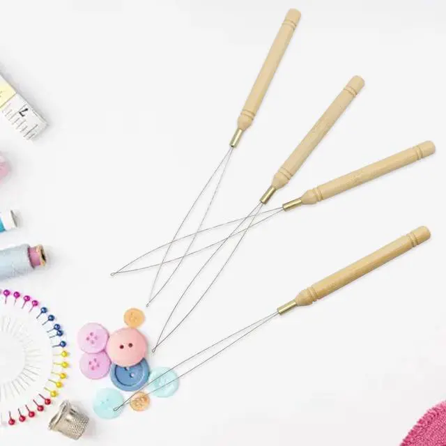 Alt view image 5 of 5 - ISDVBUY 6 Pack Wooden Extension Loop Needle Threader, Micro Link Bead Tools Hair Extensions Loop Tool for Silicone Link Rings Beads & Hair Extensions