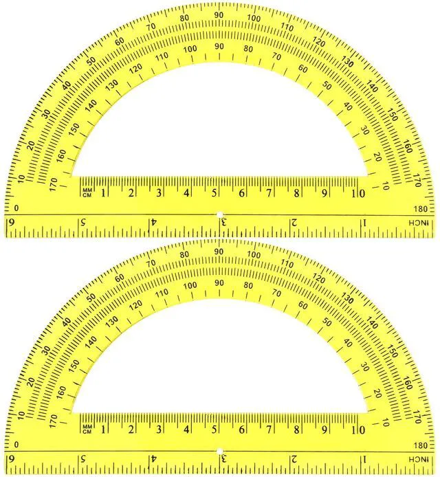 Main image of EBOOT 2 Pack Plastic Protractor 180 Degree Math Protractors 6 Inch,Yellow | Geometry Tools for Students Teachers, Angle Measurement School Classroom Homework, Drafting Math Learning, Precision Design