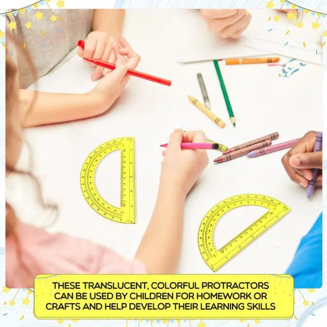Alt view image 5 of 6 - EBOOT 2 Pack Plastic Protractor 180 Degree Math Protractors 6 Inch,Yellow | Geometry Tools for Students Teachers, Angle Measurement School Classroom Homework, Drafting Math Learning, Precision Design