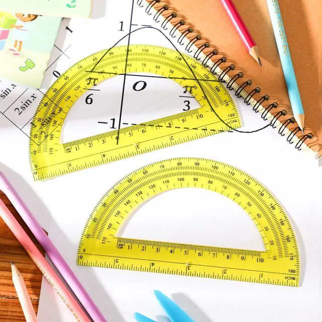Alt view image 6 of 6 - EBOOT 2 Pack Plastic Protractor 180 Degree Math Protractors 6 Inch,Yellow | Geometry Tools for Students Teachers, Angle Measurement School Classroom Homework, Drafting Math Learning, Precision Design