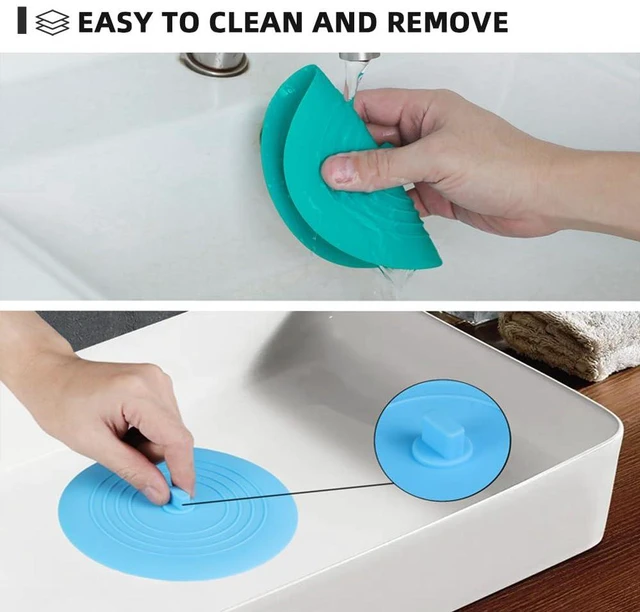 Alt view image 3 of 7 - Tub Stopper 2PCS,Bathtub Drain Stopper,6 inches Bathtub Tub Drain Cover Stopper,Silicone Drain Plug Plug,Kitchen Bathroom Hair Water Shower Stopper,Large Bathroom Laundry Accessories (Blue/Green)