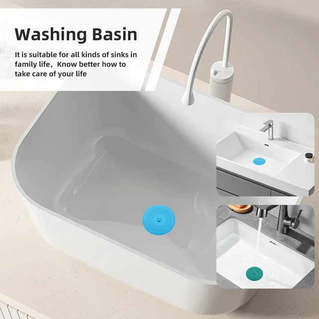Alt view image 4 of 7 - Tub Stopper 2PCS,Bathtub Drain Stopper,6 inches Bathtub Tub Drain Cover Stopper,Silicone Drain Plug Plug,Kitchen Bathroom Hair Water Shower Stopper,Large Bathroom Laundry Accessories (Blue/Green)