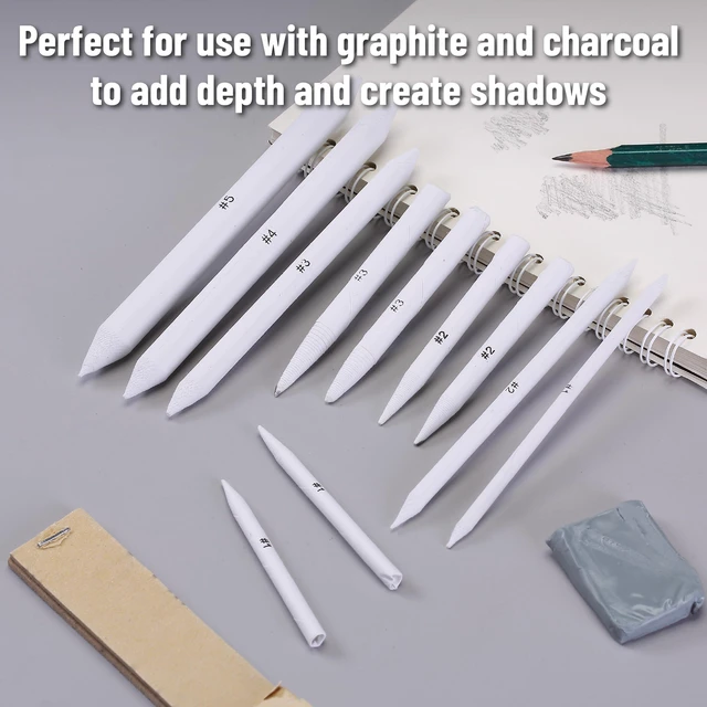 Alt view image 4 of 7 - Mr. Pen - 14 Pack of Blending Stumps, Art Eraser, Blending Sticks for Drawing, Shading Pencils for Sketching | Tortillions Paper Art Blenders with Sandpaper Sharpeners & Kneaded Eraser for Beginner Ar