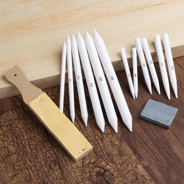 Alt view image 6 of 7 - Mr. Pen - 14 Pack of Blending Stumps, Art Eraser, Blending Sticks for Drawing, Shading Pencils for Sketching | Tortillions Paper Art Blenders with Sandpaper Sharpeners & Kneaded Eraser for Beginner Ar