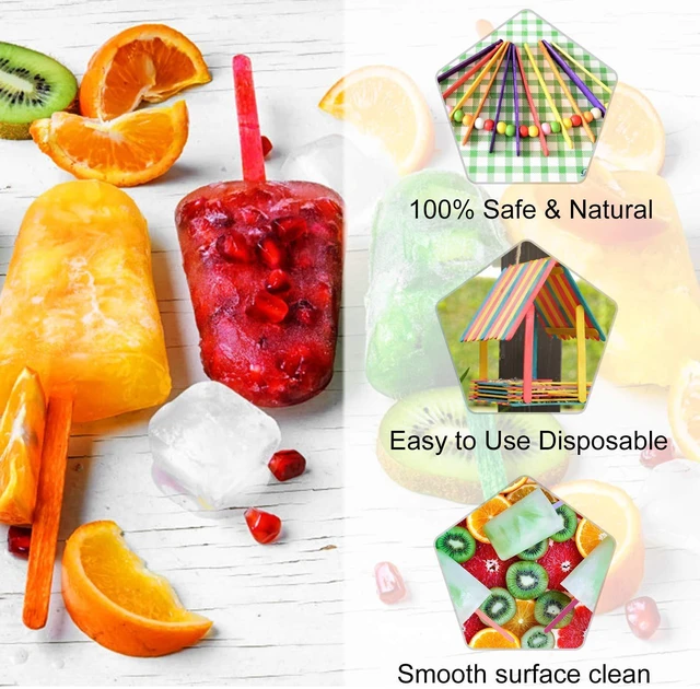Alt view image 3 of 5 - WISYOK 120Pcs 4.5 Inch Popsicle Sticks, Rainbow Color | Birtch Wood, Craft Sticks for Ice Cream, Lolly, DIY, Children Education, School Projects