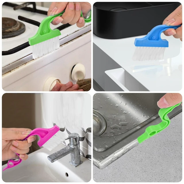 Alt view image 3 of 7 - Eduftis 7Pcs Crevice Cleaning Brush, Multifunctional Window Track Cleaning Tools and Window Groove Cleaning Brush, Home Kitchen Bathroom Window Faucets, Easy to Use Cleaner Supplies Tool