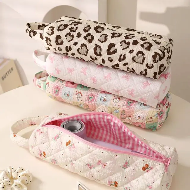 Alt view image 7 of 7 - Baglemon Quilted Hair Tool Travel Bag for Hairdryers Curling Irons and Flat Irons Convenient Wide Opening Lightweight and Portable with Handle