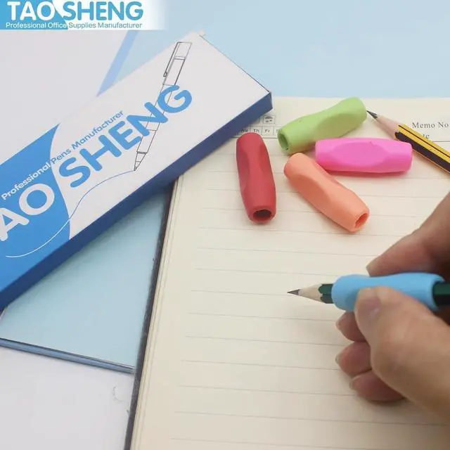 Alt view image 2 of 7 - TAOSHENG Silicone Pen Grips Set, Pure Color Pencil Grips Ambidextrous Writing Aid for Children Adults, Flexable Soft Comfortable Corrective Finger Tool for Students, 5 Pack