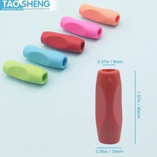 Alt view image 3 of 7 - TAOSHENG Silicone Pen Grips Set, Pure Color Pencil Grips Ambidextrous Writing Aid for Children Adults, Flexable Soft Comfortable Corrective Finger Tool for Students, 5 Pack