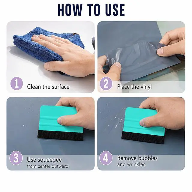 Alt view image 4 of 7 - Felt Squeegee for Vinyl Tint Squeegees Tool Wrap Squeegie Plastic Peel and Stick Wallpaper Kit Small Tools for Car Window Decal Installation 2 Pcs