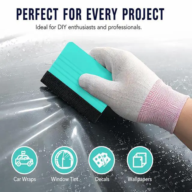 Alt view image 6 of 7 - Felt Squeegee for Vinyl Tint Squeegees Tool Wrap Squeegie Plastic Peel and Stick Wallpaper Kit Small Tools for Car Window Decal Installation 2 Pcs