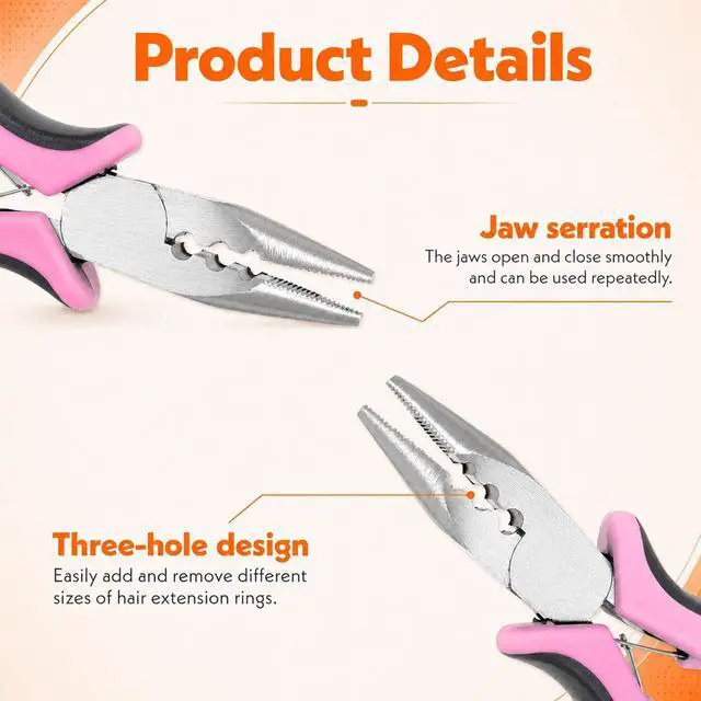 Alt view image 3 of 7 - XLIUAX Micro Link & Nano Bead Tool Kit (Pink) | Professional 3 Holes ITIP Extensions Tools Kit with 2Pcs Bead Threader (Pink, Wood & Stainless Steel)