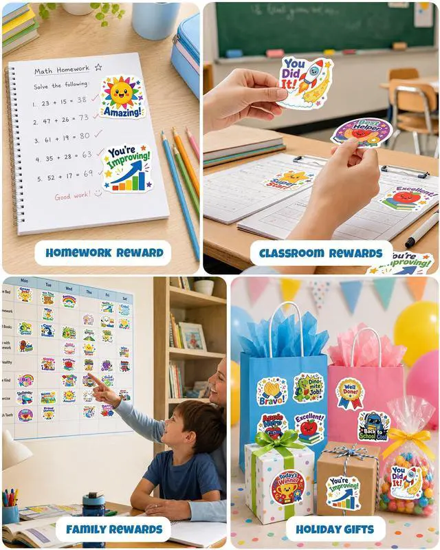 Alt view image 3 of 7 - JCFIRE 100PCS Back to School Stickers for Kids Teacher Supplies | Cute Waterproof Vinyl Reward Stickers for Classroom Decor, Teacher Must Haves & School Supplies for Kids
