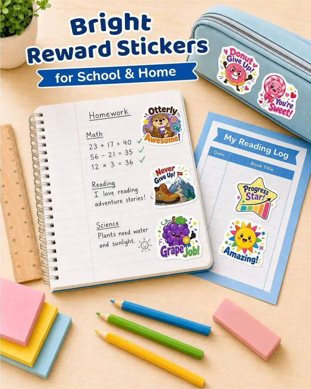 Alt view image 4 of 7 - JCFIRE 100PCS Back to School Stickers for Kids Teacher Supplies | Cute Waterproof Vinyl Reward Stickers for Classroom Decor, Teacher Must Haves & School Supplies for Kids
