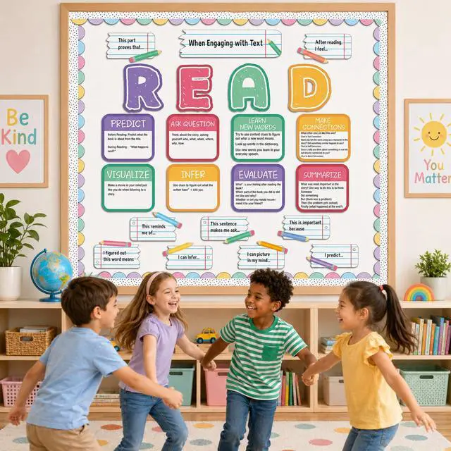 Alt view image 5 of 7 - Reading Strategies Bulletin Board Set Reading Posters for Classroom Pastel | Pencil Notebook Cutouts, Reading Classroom Decor for Back to School Library, Wall, Middle HighTeacher Supplies