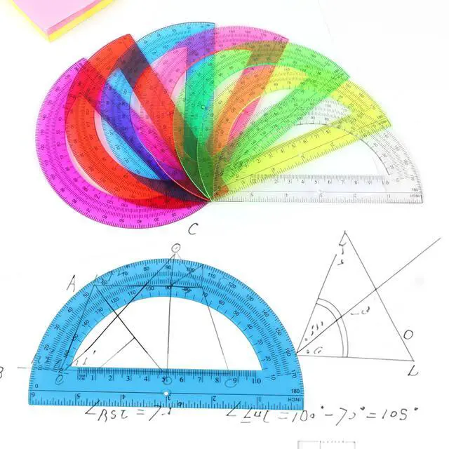 Alt view image 6 of 7 - Plastic Protractor 6 Inch Math Protractors 180 Degrees, 2 Pack, Clear | Transparent Protractor for Geometry Classroom Student School, Office Supplies