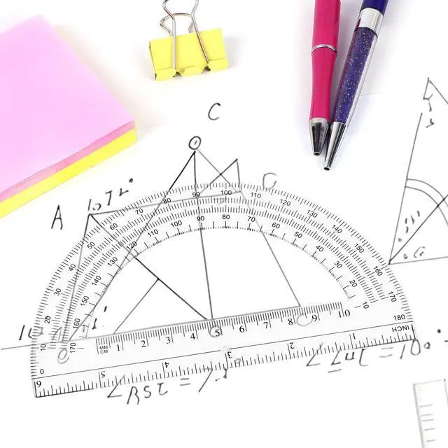 Alt view image 5 of 7 - Plastic Protractor 6 Inch Math Protractors 180 Degrees, 2 Pack, Clear | Transparent Protractor for Geometry Classroom Student School, Office Supplies