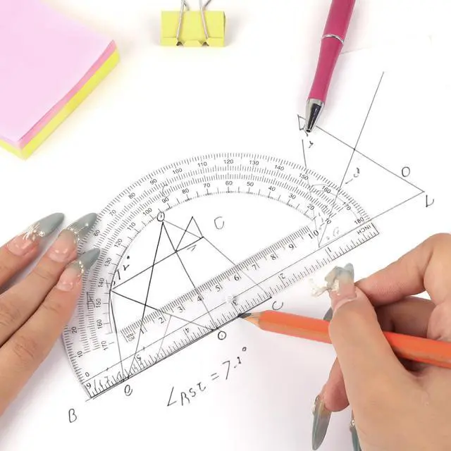 Alt view image 7 of 7 - Plastic Protractor 6 Inch Math Protractors 180 Degrees, 2 Pack, Clear | Transparent Protractor for Geometry Classroom Student School, Office Supplies