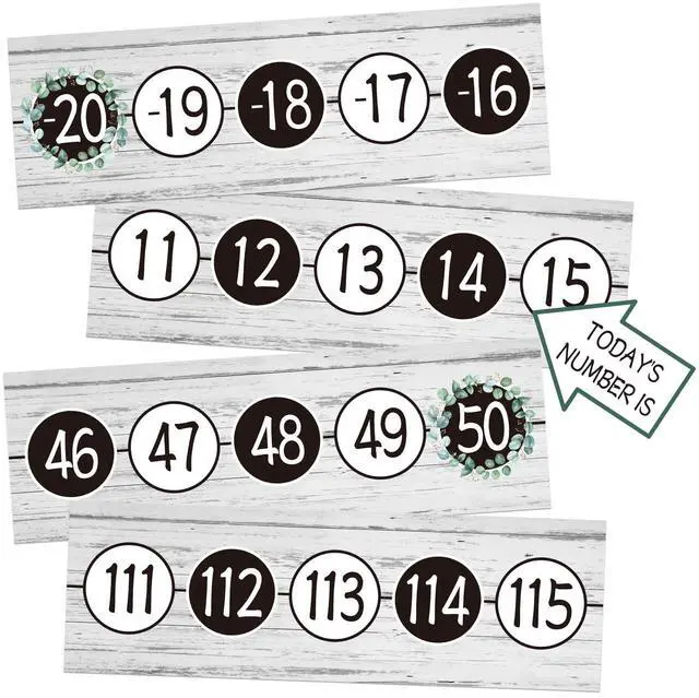 Main image of COCHIE Number Line for Classroom Wall Bulletin Board Borders Decorations, -20 to 120 Number Lines Border Strips Math Learning Poster, Numbers Line Math Teacher Supplies Must Haves (Eucalyptus)