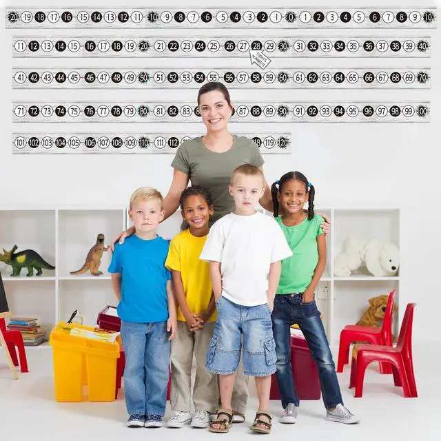 Alt view image 6 of 7 - COCHIE Number Line for Classroom Wall Bulletin Board Borders Decorations, -20 to 120 Number Lines Border Strips Math Learning Poster, Numbers Line Math Teacher Supplies Must Haves (Eucalyptus)