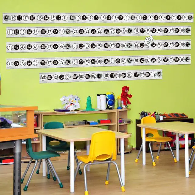 Alt view image 7 of 7 - COCHIE Number Line for Classroom Wall Bulletin Board Borders Decorations, -20 to 120 Number Lines Border Strips Math Learning Poster, Numbers Line Math Teacher Supplies Must Haves (Eucalyptus)
