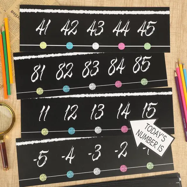 Alt view image 4 of 7 - COCHIE Number Line for Classroom Wall Bulletin Board Borders Decorations, -20 to 120 Number Lines Border Strips Math Learning Poster, Numbers Line Math Teacher Supplies Must Haves (Blackboard)