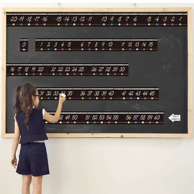 Alt view image 5 of 7 - COCHIE Number Line for Classroom Wall Bulletin Board Borders Decorations, -20 to 120 Number Lines Border Strips Math Learning Poster, Numbers Line Math Teacher Supplies Must Haves (Blackboard)