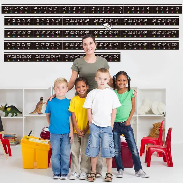 Alt view image 6 of 7 - COCHIE Number Line for Classroom Wall Bulletin Board Borders Decorations, -20 to 120 Number Lines Border Strips Math Learning Poster, Numbers Line Math Teacher Supplies Must Haves (Blackboard)