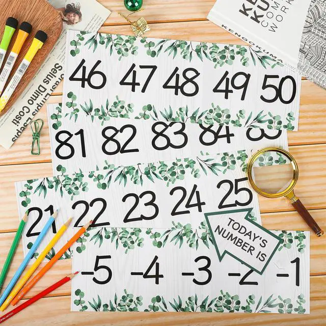 Alt view image 4 of 7 - COCHIE Boho Number Line Bulletin Board Border - 20 to 120 Classroom Decorations for Wall Total 34ft, Math Number Lines Border Strips Learning Poster Supplies for Students, Teachers (Eucalyptus Leaves)