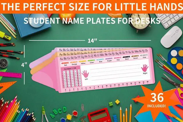 Alt view image 4 of 7 - WALENGIF Desk Name Tags for Classroom 36PCS Double-Sided Laminated Student Name Plates for Desk - Nametags for 1st 2nd 3rd Grade Kindergarten Preschool Must Haves Teacher Supplies Classroom Decor |