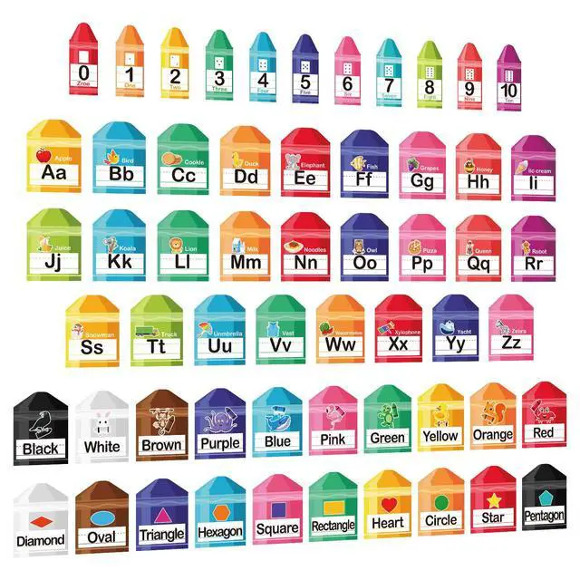 Alt view image 2 of 7 - Crayon Alphabet Bulletin Board Set 57Pcs Crayon Alphabet Letters for Wall ABC Number 0-20 Classroom Wall Decorations for Back to School Kindergarten Elementary Classroom Nursery Homeschool Teacher Sup