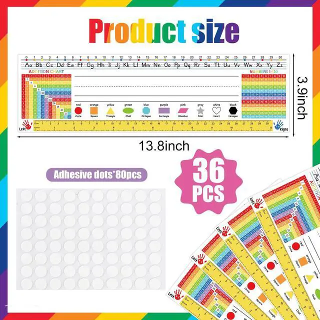 Alt view image 2 of 7 - 36PCS Desk Name Tags for Classroom 3.9x13.8in Colorful Student Name Plates Multipurpose Manuscript Desk Nameplate with Alphabet Number Line for Kindergarten Preschool 1st 2nd 3rd Grade Teaching Supply