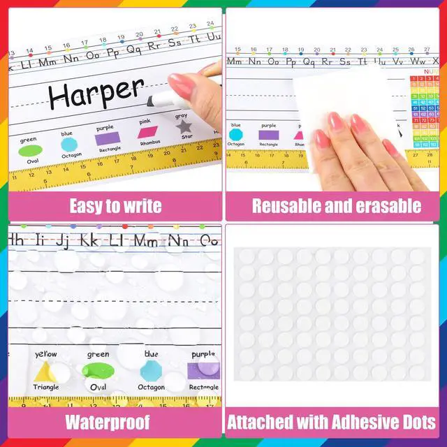 Alt view image 3 of 7 - 36PCS Desk Name Tags for Classroom 3.9x13.8in Colorful Student Name Plates Multipurpose Manuscript Desk Nameplate with Alphabet Number Line for Kindergarten Preschool 1st 2nd 3rd Grade Teaching Supply