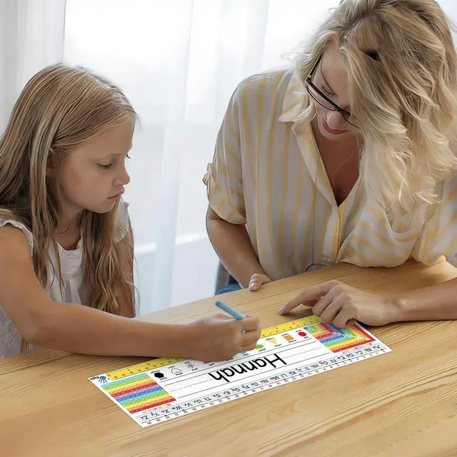Alt view image 6 of 7 - 36PCS Desk Name Tags for Classroom 3.9x13.8in Colorful Student Name Plates Multipurpose Manuscript Desk Nameplate with Alphabet Number Line for Kindergarten Preschool 1st 2nd 3rd Grade Teaching Supply