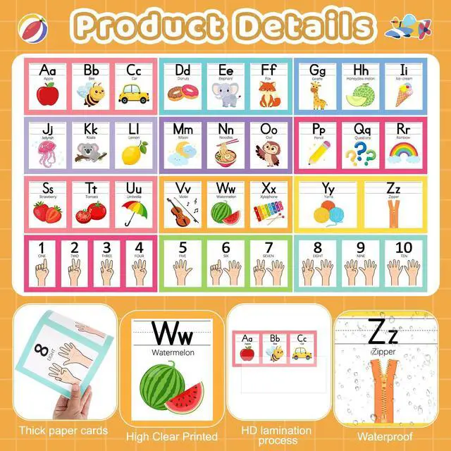 Alt view image 3 of 7 - 6"x14" Pastel Alphabet Number Line for Classroom Wall Decorations, ABC Letter Line Posters Bulletin Board Decor Set, Back to School Kindergarten Preschool Teacher Must Haves Supplies (Colorful)