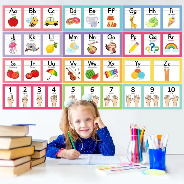 Alt view image 4 of 7 - 6"x14" Pastel Alphabet Number Line for Classroom Wall Decorations, ABC Letter Line Posters Bulletin Board Decor Set, Back to School Kindergarten Preschool Teacher Must Haves Supplies (Colorful)