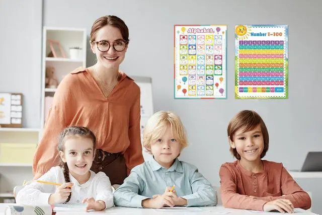 Alt view image 3 of 7 - Hoblynth Number and Alphabet Chart Poster for Classroom Decorations Teaching Chart for Bulletin Board Decorations Back To School Teacher Supplies