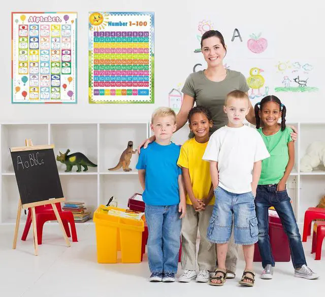 Alt view image 4 of 7 - Hoblynth Number and Alphabet Chart Poster for Classroom Decorations Teaching Chart for Bulletin Board Decorations Back To School Teacher Supplies