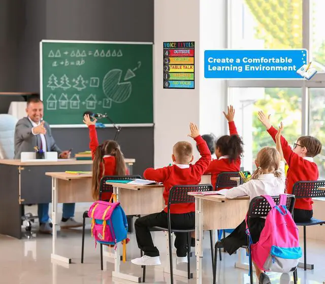 Alt view image 2 of 7 - WALENGIF Voice Level Chart for Classroom - Voice Level Poster Classroom Rules Chart Noise Levels Sign for Wall Back to School Supplies Teacher Must Haves for Classrooms Elementary Decorations