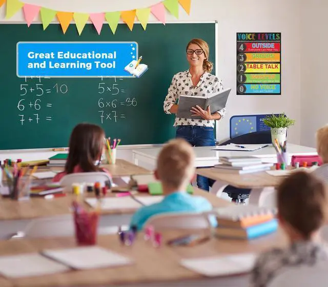 Alt view image 4 of 7 - WALENGIF Voice Level Chart for Classroom - Voice Level Poster Classroom Rules Chart Noise Levels Sign for Wall Back to School Supplies Teacher Must Haves for Classrooms Elementary Decorations