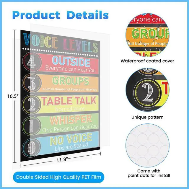 Alt view image 7 of 7 - WALENGIF Voice Level Chart for Classroom - Voice Level Poster Classroom Rules Chart Noise Levels Sign for Wall Back to School Supplies Teacher Must Haves for Classrooms Elementary Decorations