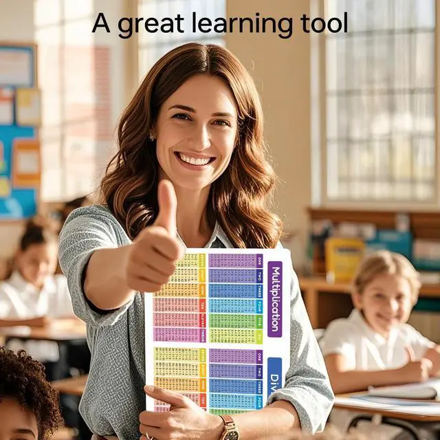 Alt view image 5 of 5 - Dinggaogao Laminated Math Table Posters (Set of 2) - 8.27 x 11.22 Inch Educational Charts for Addition, Subtraction, Multiplication, and Division - Classroom Learning Supplies & Homeschool Materials