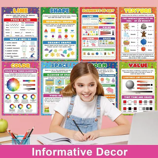 Alt view image 5 of 7 - 8Pcs Art Posters Elements of Art Principles of Design Classroom Decorations Arts Classroom Poster for Student Teacher Supplies Elementary Middle School High School Must Haves 15.7 x 11in