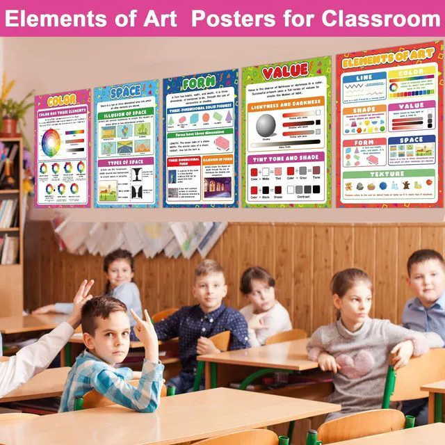 Alt view image 7 of 7 - 8Pcs Art Posters Elements of Art Principles of Design Classroom Decorations Arts Classroom Poster for Student Teacher Supplies Elementary Middle School High School Must Haves 15.7 x 11in