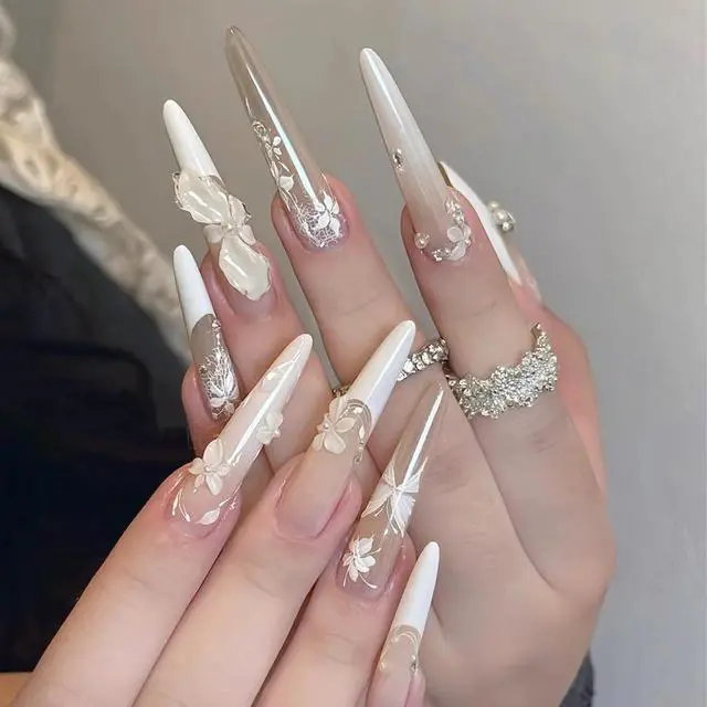 Alt view image 6 of 7 - 2 Pcs Nail Art Sculpture Pen, Silicone Nail Tools Dual-Ended | Stainless Steel 3D Gel Picker Foil Carving Drawing Shaping Brush for Acrylic Nail Design Salon Professional Manicure Tools