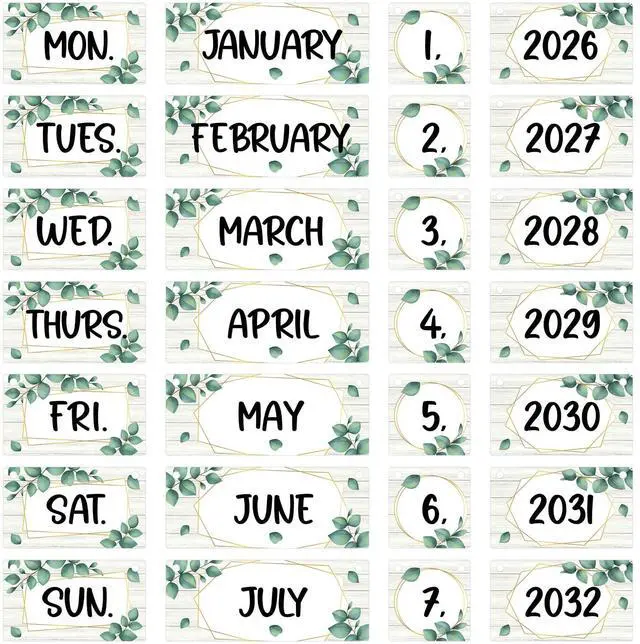Main image of Eucalyptus Flip Calendar Bulletin Board Set for Classroom Decorations,Classroom Calendar Flip Chart With 57 Date Cards for Home Back to School Classroom Decoration Teacher Supplies