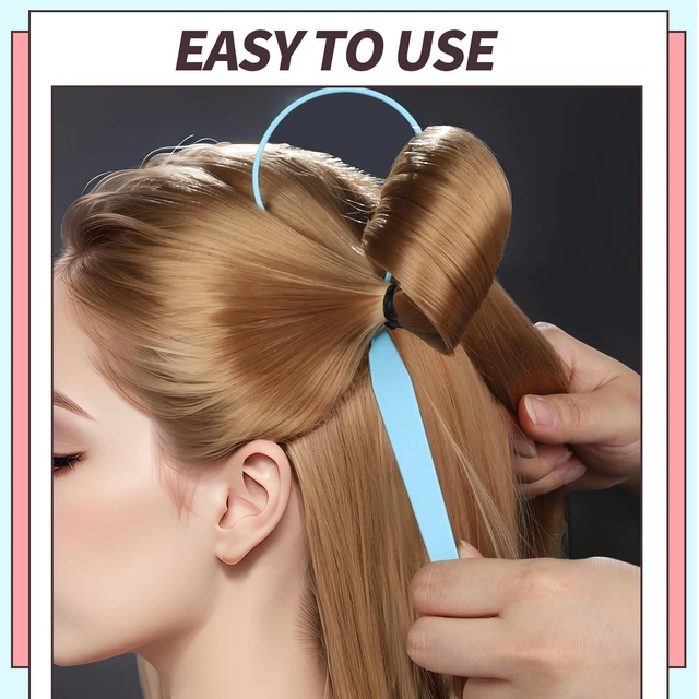 Alt view image 5 of 7 - 4pcs Pony Hair Tail Tools, 2 Pairs Hair Loop Styling Tool Hair Flipper Pull Through Tool, French Braiding Hair Tool Hair Accessories for Women Girls, Loop Hair Tool, Light Blue/Light Pink
