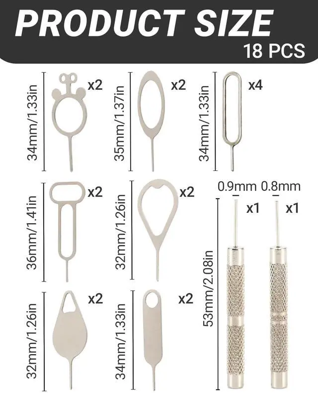 Alt view image 2 of 5 - 18 Pack SIM Card Ejector Tools Kit, Phone Tray Opener Pin for Easy Removal, SIM Tray Opener Pin Key, Standard Key, Compatible with Most Phones, Tablets and Other Mobile Devices